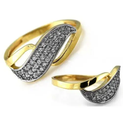 Złoty pierścionek 585 zdobione cyrkonie 1,6g 2
