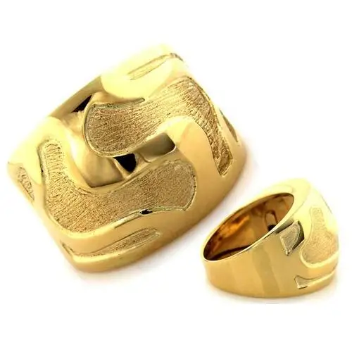 Złoty pierścionek 585 zdobiony satynowany wzór 5,2g, kolor żółty 3