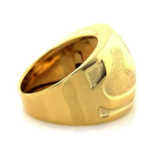 Złoty pierścionek 585 zdobiony satynowany wzór 5,2g, kolor żółty 2
