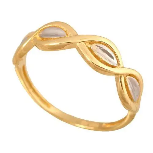 Lovrin Złoty pierścionek 585 żółte i białe złoto warkocz 1,60 g