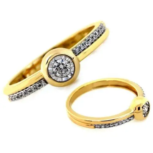 Złoty pierścionek bogato zdobiony brylantami 0.16 ct Lovrin
