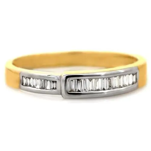Lovrin Złoty pierścionek delikatny wąski z brylantami 0.14 ct 2