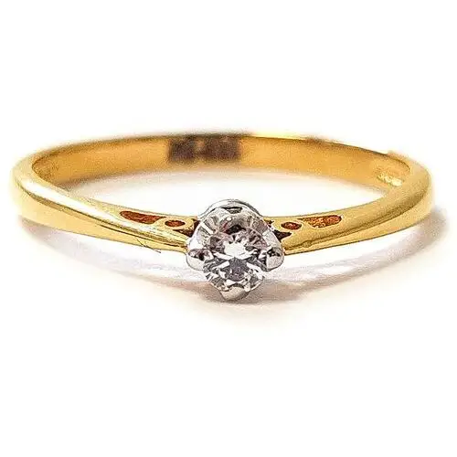 Złoty pierścionek na zaręczyny 585 białe złoto diament Lovrin
