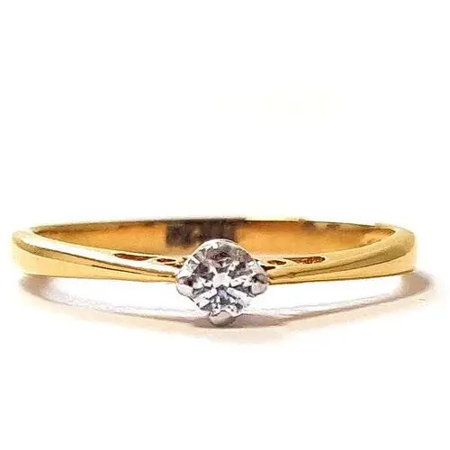 Złoty pierścionek na zaręczyny 585 białe złoto diament Lovrin 3