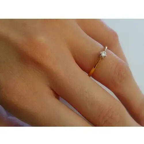 Złoty pierścionek na zaręczyny 585 białe złoto diament Lovrin 4