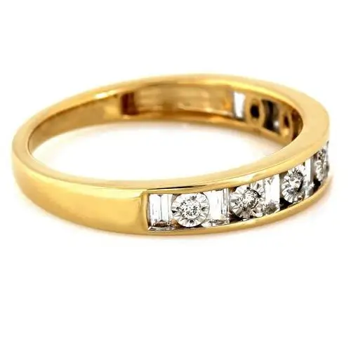 Złoty pierścionek obrączkowy z brylantami 0.28 ct 3