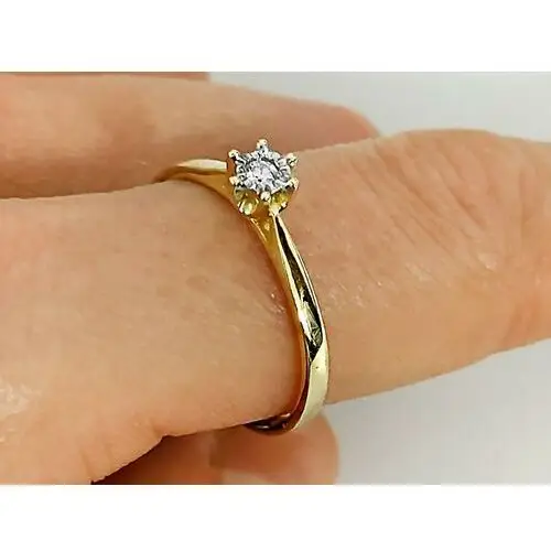 Lovrin Złoty pierścionek zaręczynowy 585 z białym diamentem białe zloto r20 2