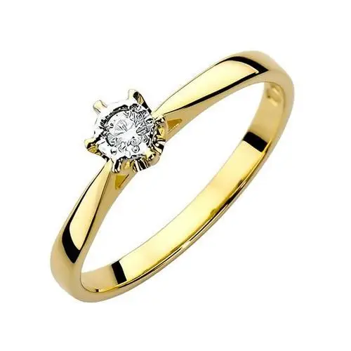 Lovrin Złoty pierścionek zaręczynowy 585 z białym diamentem białe zloto r20