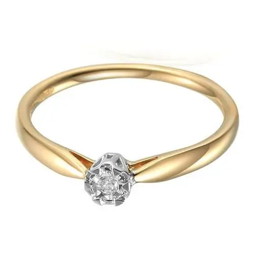Złoty pierścionek zaręczynowy 585 z diamentami, kolor żółty