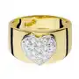 Złoty szeroki pierścionek 585 z sercem i diamentami Lovrin Sklep