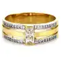 Złoty szroki pierścionek 585 z cyrkoniami trójfazowy Lovrin Sklep