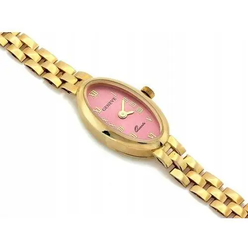 Lovrin Złoty zegarek damski 585 owalny z różową tarczą geneve 16 g