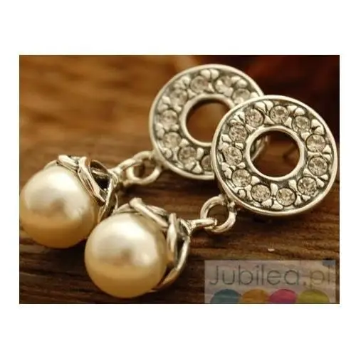 MADERA - srebrne kolczyki perła i kryształy, kolor biały