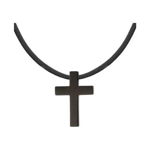 Elegancki naszyjnik z krzyżykiem – czarny krzyż ze stali szlachetnej na czarnym rzemieniu Manoki