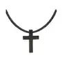 Elegancki naszyjnik z krzyżykiem – czarny krzyż ze stali szlachetnej na czarnym rzemieniu Manoki Sklep
