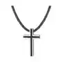 Elegancki naszyjnik z krzyżykiem – srebrno czarny krzyż na czarnym plecionym rzemieniu Manoki Sklep