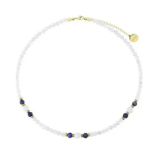 Kamień księżycowy i lapis lazuli złocony naszyjnik z koralikami kamieni naturalnych Manoki