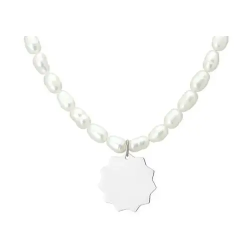 Perłowy choker damski naszyjnik z pereł hodowanych z zawieszką charmsem, kolor biały