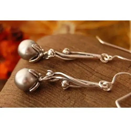MARANO - srebrne kolczyki z szarymi perłami, kolor biały