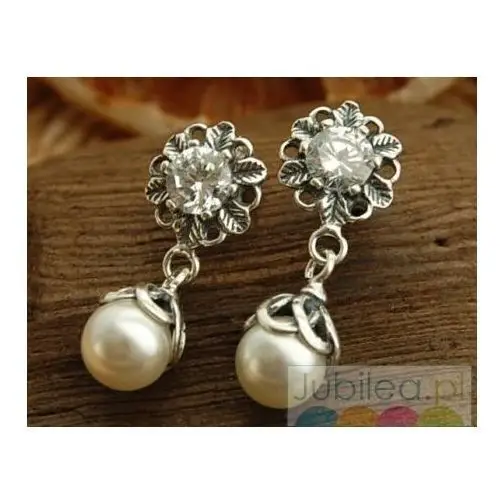 MAURA - srebrne kolczyki kryształ i perła, kolor biały