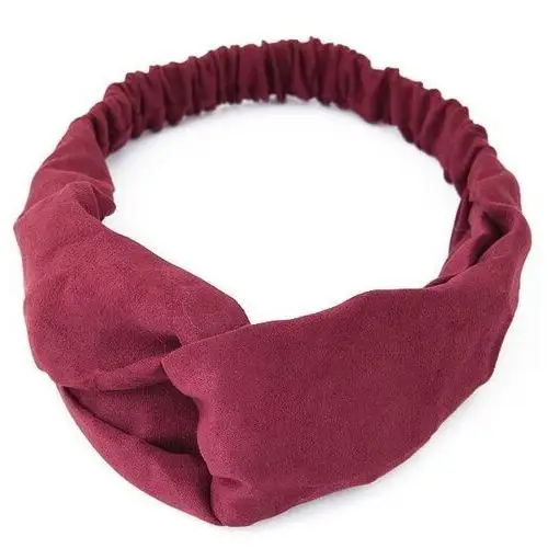 Opaska do włosów bordowa turban na gumce węzeł