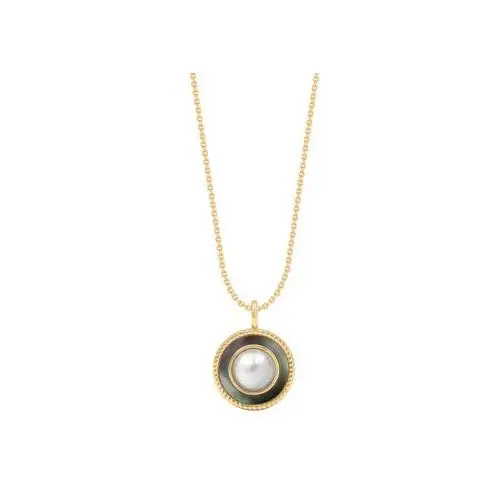 Naszyjnik Cosmos z białą perłą no.1 cienkim klasycznym łańcuszku pozłacany
