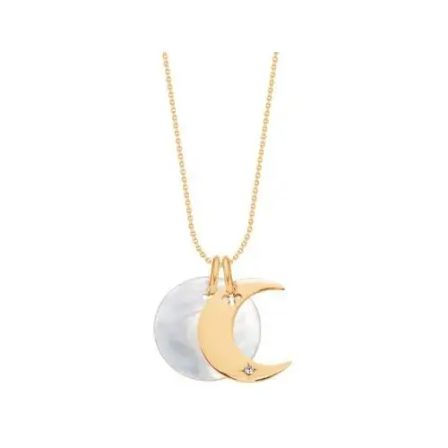 Naszyjnik Lune pozłacany z medalikiem z masy perłowej na cienkim klasycznym łańcuszku, kolor beżowy