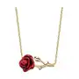 Naszyjnik srebrny pozłacany pokryty emalią - róża - Rosarium, kolor różowy Sklep
