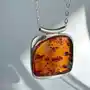 Naszyjnik srebrny z koniakowym bursztynem no 6, kolor pomarańczowy Sklep
