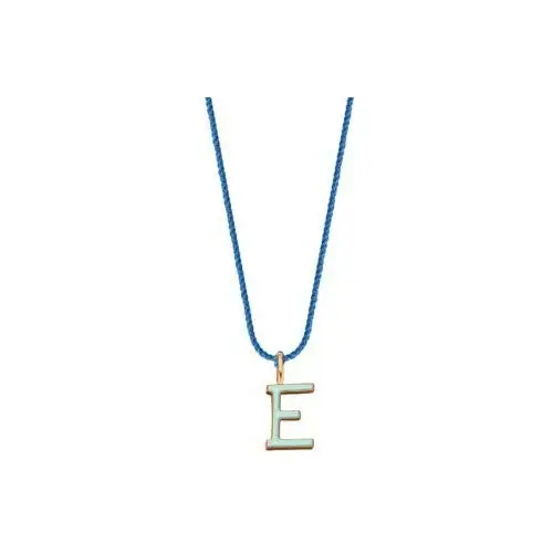 Naszyjnik z literką E na sznurku, kolor niebieski