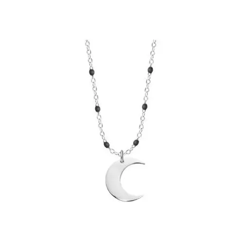 Naszyjnik z posrebrzanym Lune na emaliowanym łańcuszku, kolor szary