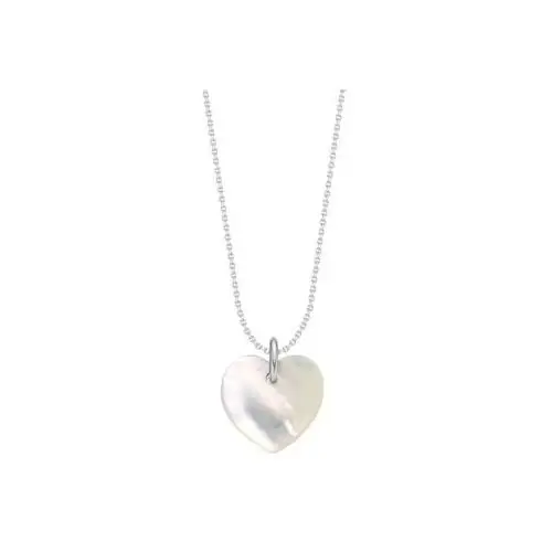 Naszyjnik z sercem z masy perłowej na cienkim klasycznym łańcuszku, kolor beżowy