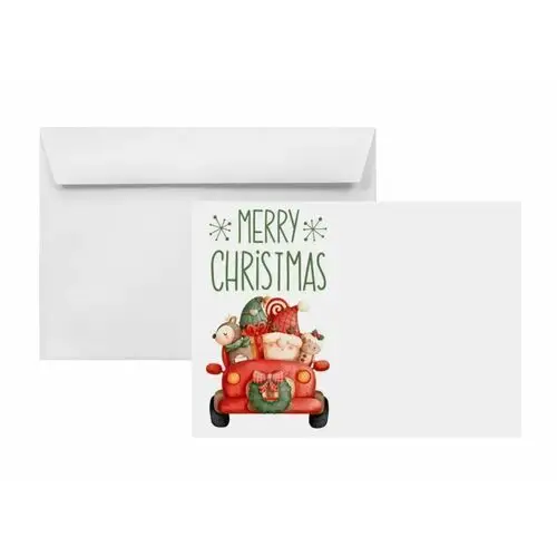Koperty świąteczne na boże narodzenie c6 hk białe z nadrukiem auto 25 szt. - koperty z mikołajem na kartki zaproszenia dla dzieci Netuno