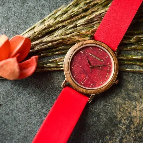 Damski zegarek Niwatch Classic - czerwony motyw marmuru 2