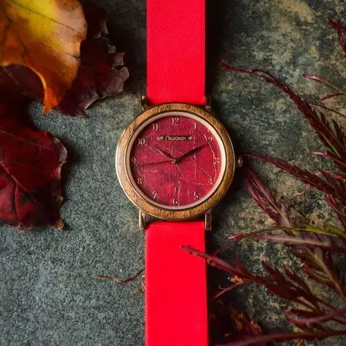Damski zegarek Niwatch Classic - czerwony motyw marmuru 4