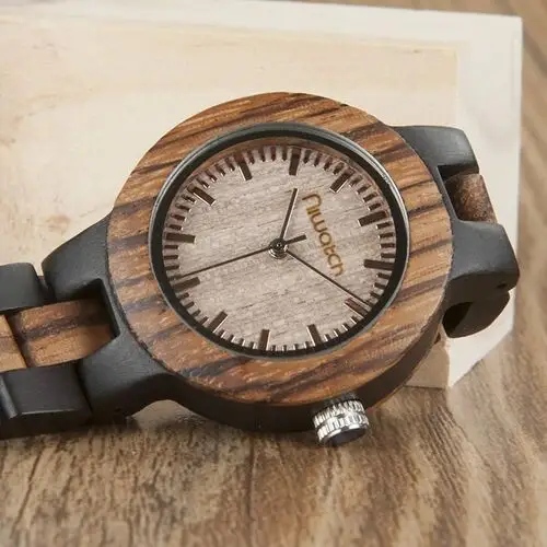 Niwatch Damski zegarek drewniany basic na dwukolorowej bransolecie 3
