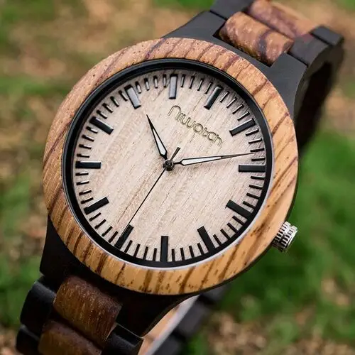 Męski zegarek drewniany Niwatch BASIC na dwukolorowej bransolecie 2