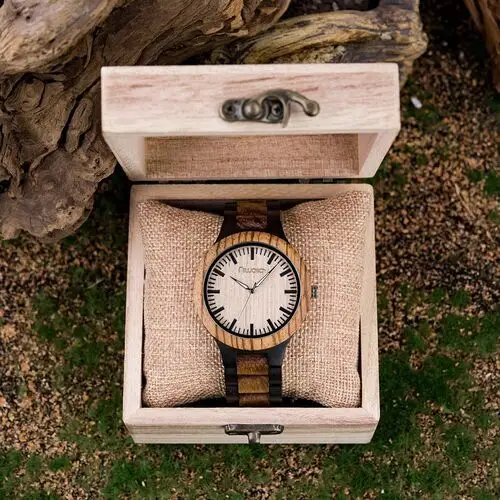 Męski zegarek drewniany Niwatch BASIC na dwukolorowej bransolecie 5