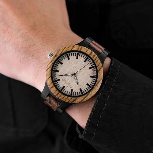 Męski zegarek drewniany Niwatch BASIC na dwukolorowej bransolecie 4