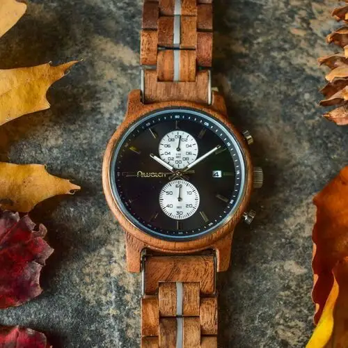 Męski zegarek drewniany Niwatch CHRONO - ORZECH 2