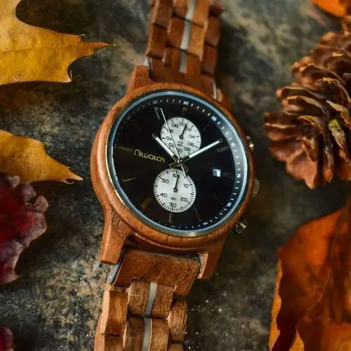 Męski zegarek drewniany Niwatch CHRONO - ORZECH 4