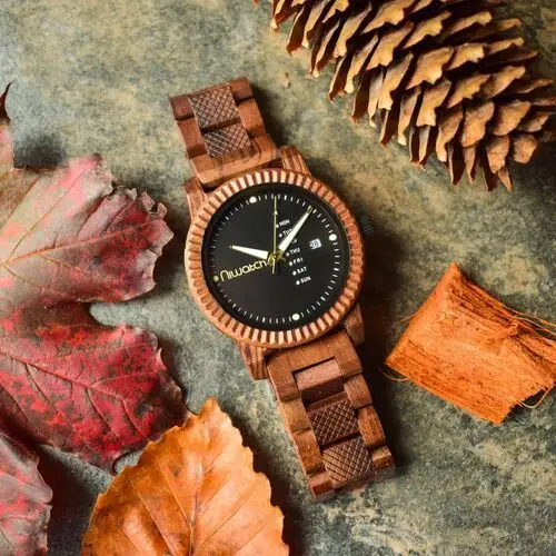 Zegarek drewniany colour z datownikiem - tigerwood Niwatch 2