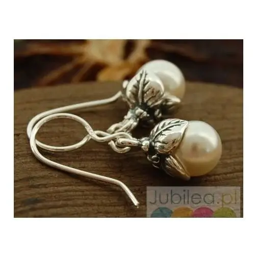 OMISA - srebrne kolczyki z perłami, kolor biały