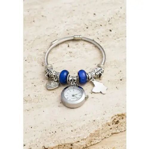 Granatowy wskazówkowy zegarek na bransolecie z koralikami i zawieszkami neoneta Other