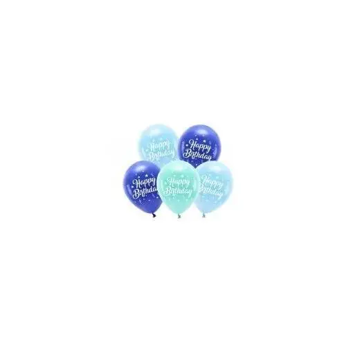 Partydeco balony eco happy birthday niebieski 26cm 5szt