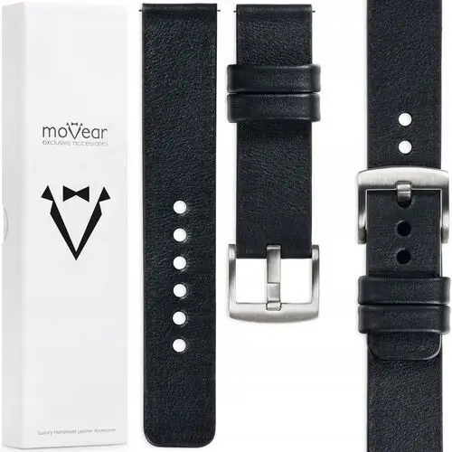 Pasek 20mm do zegarka premium stylowy Polski Movear handmade Czarny, kolor czarny