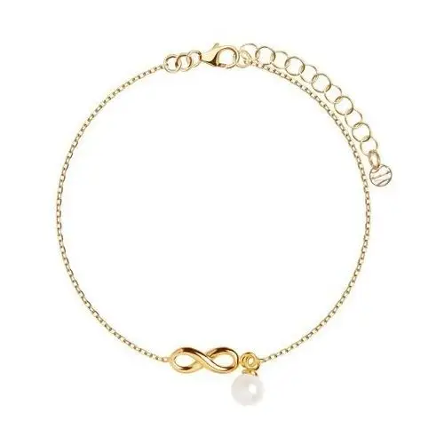 Pearls - biżuteria yes Bransoletka srebrna pozłacana z perłą - nieskończoność - pearls