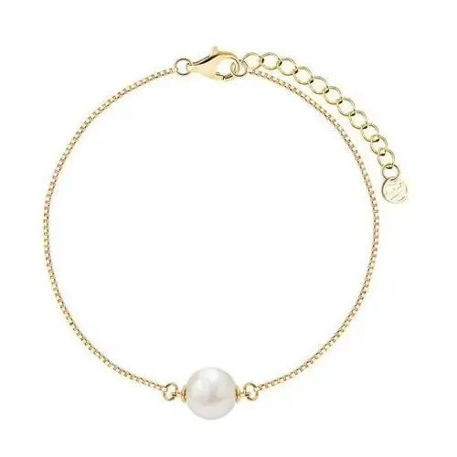 Bransoletka srebrna pozłacana z perłą - Pearls, kolor szary