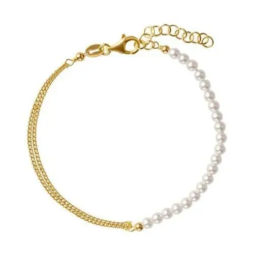Pearls - biżuteria yes Bransoletka srebrna pozłacana ze szkłem - pearls