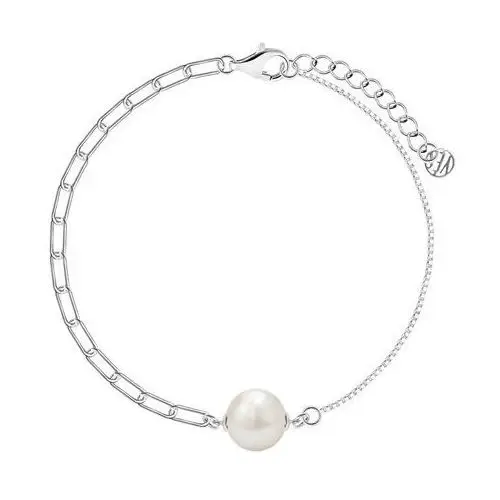 Bransoletka srebrna z perłą - Pearls, kolor szary